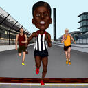 Running Marathon-karikatuur
