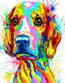 Sjov+hund+i+hat+Karikaturportr%C3%A6t+i+regnbue+akvarel+stil+h%C3%A5ndtegnet+fra+foto