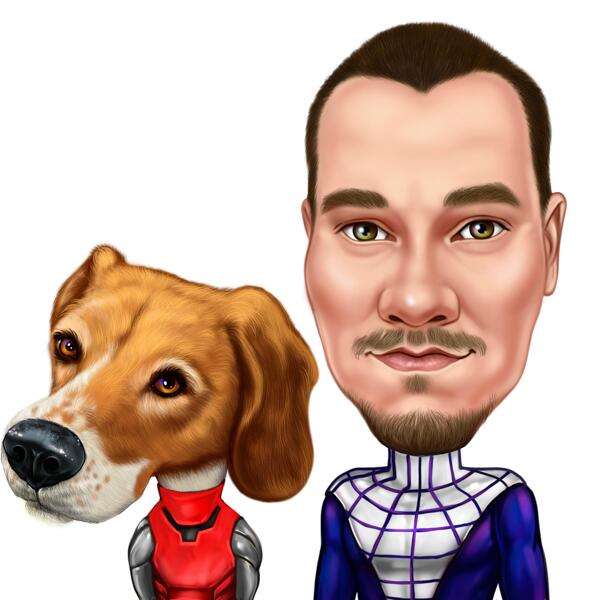 Proprietario del supereroe con il disegno del cane