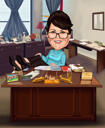 Boss Caricature Portrait with Feet on Table