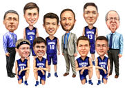 Basketball Group Caricature of Friends