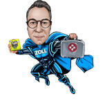 Caricatura de superhéroe de cuerpo completo