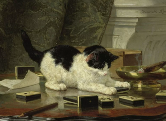 11. "Kočka ve hře" od Henriëtte Ronner-Knip (1860-1878)-0