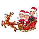 Holiday Group Caricature with Santa Hats