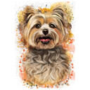 Yorkie Terrier em aquarela natural desenhado à mão a partir de fotos