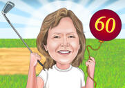Golfspieler-Geburtstagskarikatur