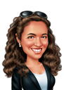 مجعد الشعر امرأة كاريكاتير في نمط اللون من الصور
