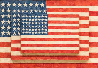 6. Jasper Johns, Three Flags (1958), oil on canvas. Whitney Museum of American Art-0