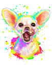 Little Dog Caricature Portrait from Photos in Bright Watercolor Style