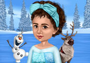 Caricatura de Kid Elsa para fanáticos de Frozen