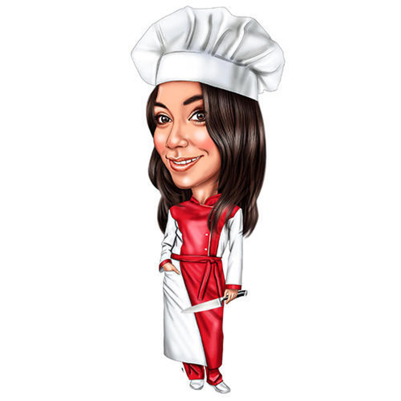 Full Body Butcher Caricature in Color Style from Photo