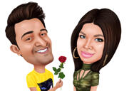 Exaggerated Couple Caricature