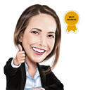 Best Employee of the Month Caricature Gift in Color Style from Photo