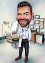 Retrato de dibujos animados de caricatura de inicio de dentista de cuerpo completo personalizado en estilo coloreado