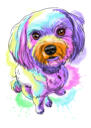 Pilna ķermeņa pasteļtoņu akvareļu suņu portrets no fotogrāfijām ar fonu