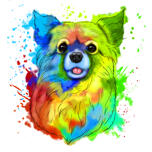 Suņa zīmēšanas portrets akvareļa varavīksnes stilā
