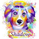 Akvareļa suns zaudējuma dāvana piemiņas portrets ar fonu