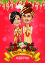 Invitación de caricatura de boda india
