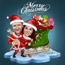 Funny Christmas Family Caricature Card