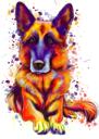 Lustiger Deutscher Schäferhund-Aquarell-Cartoon vom Foto