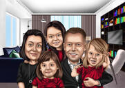 Ziua Recunoștinței Fericite - Cadou personalizat de Caricatură de familie din fotografii