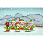 Caricature de Noël de style elfe d'entreprise
