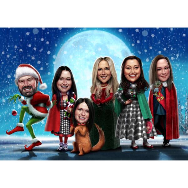 Desenho animado do grupo de Natal com tema Grinch