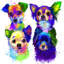 Koiran+ja+kissan+akvarellimaalaus