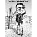 Persona en el desierto Travel Caricatura de estilo blanco y negro de la foto