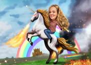 Person, Reiten, Pferd, Karikatur, Porträt