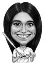 Karikatyr av basebollspelare i svartvitt