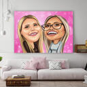 Retrato da caricatura de amigos de fotos com fundo colorido - Imprimir em pôster