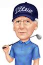 Caricatura del nonno che tiene mazza da golf