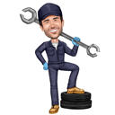 Mechanic Caricature with Tools