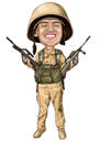 Soldat med pistolfarvet karikatur