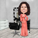 Portret de desene animate de femeie cu tot corpul în stil color pe fundal personalizat