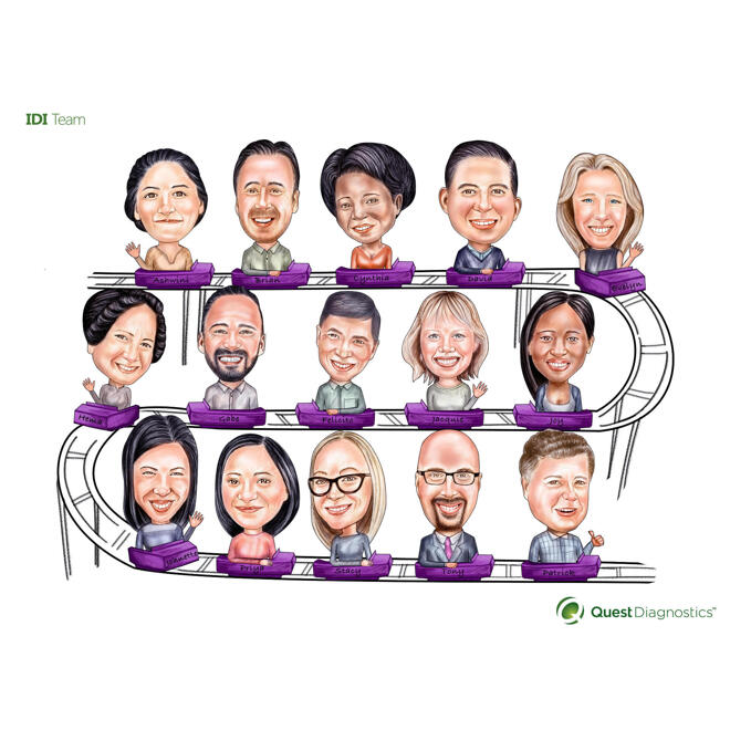 Rollercoaster Corporate Group Caricature