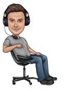 Person Working with Headset Full Body Caricature from Photos