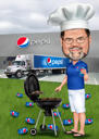 Man Grilling Barbecue Caricature