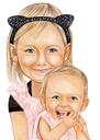 Ritratto di caricatura di neonate da foto con sfondo colorato