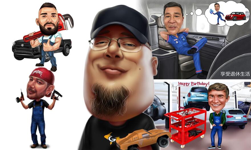 Mechaniker Karikatur