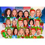 Caricature de Noël d'entreprise personnalisée à partir de photos d'employés