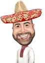 Mexická karikatura na sobě sombrero