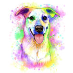 Koiran piirustus muotokuva akvarelli sateenkaarityyliin