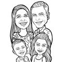 Line Exaggerated Family Caricature