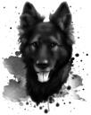 Pictură portret câine din grafit