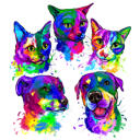 Desenho de mistura de animais de estimação em aquarela