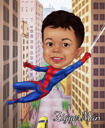 Caricatura de niño superhéroe de fotos en estilo digital