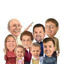 Family Caricature of 8 Drawing