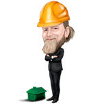 Architect Caricature with Safety Helmet